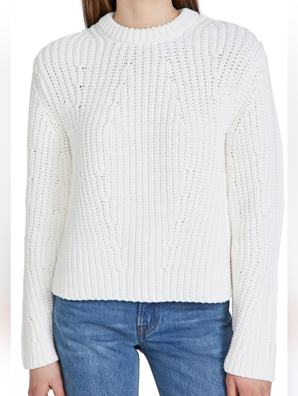 Vince NWOT Mirrored Rib Pullover Chunky Cotton Blend Sweater Size Medium